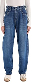 DeFacto Baggy Fit Yüksek Bel Uzun Jean Yıkamalı Pantolon