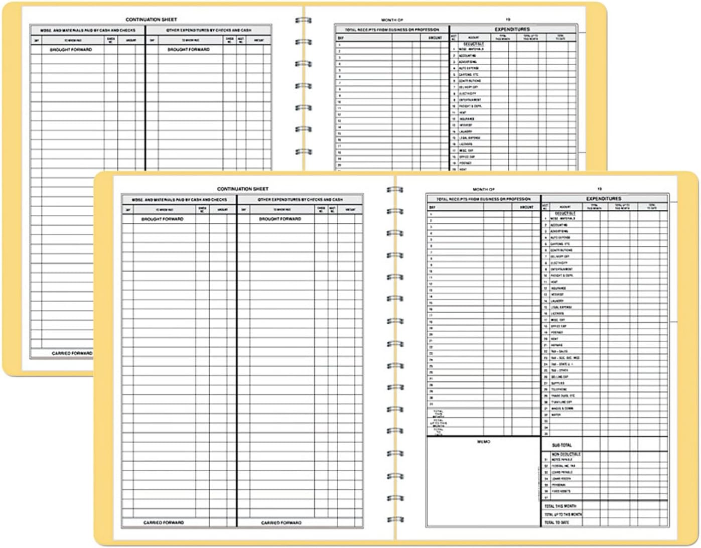 Dome 612 Bookkeeping Record, Tan Vinyl Cover, 128 Pages, 8 1/2 x 11 Pages - 2 Pack