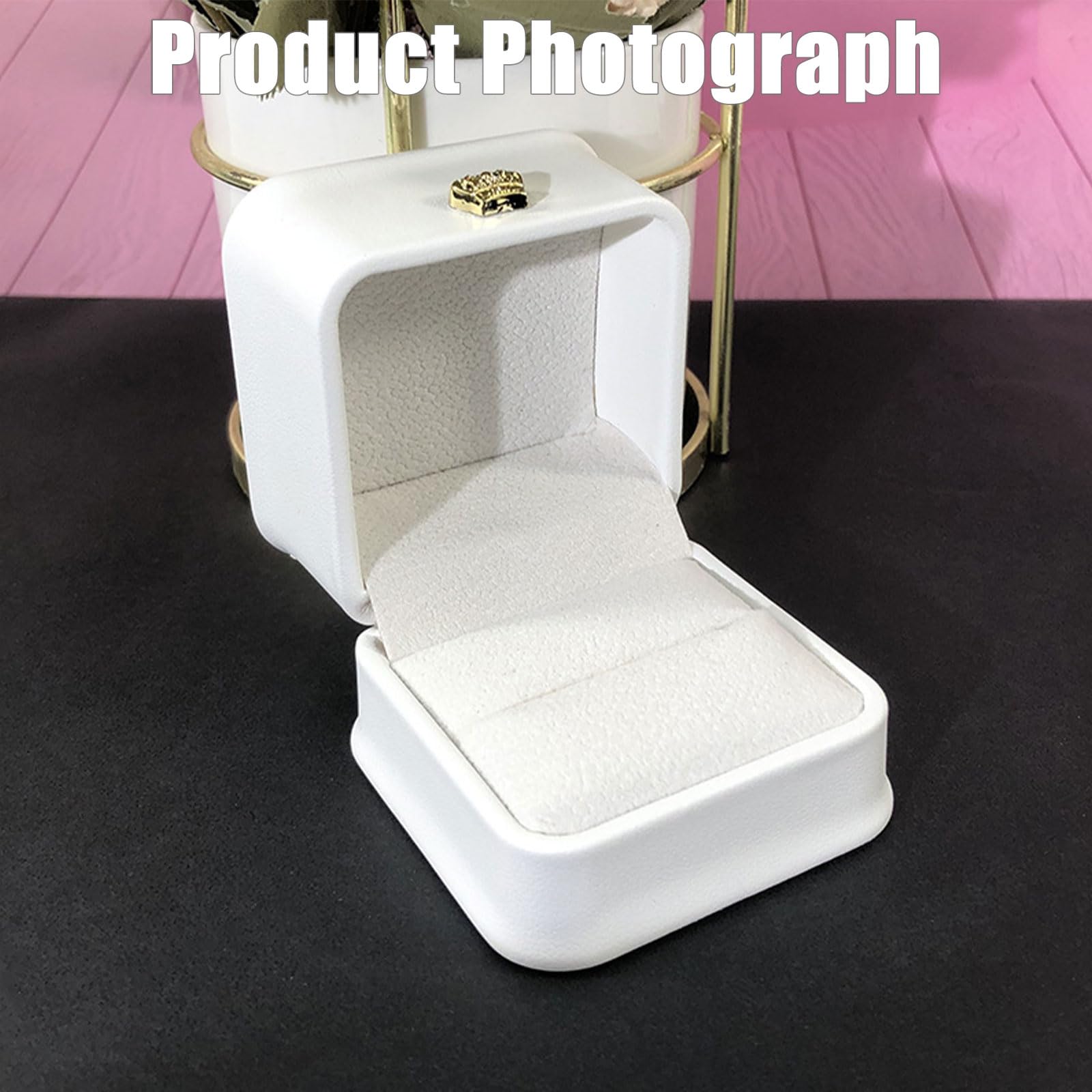 FuninCrea Scatola per Anelli Piccola Scatola per Anelli con 6 Scompartimenti, Porta Anelli in PU, Porta Anelli Portatile, Scatola per Anelli per Orecchini (Bianco