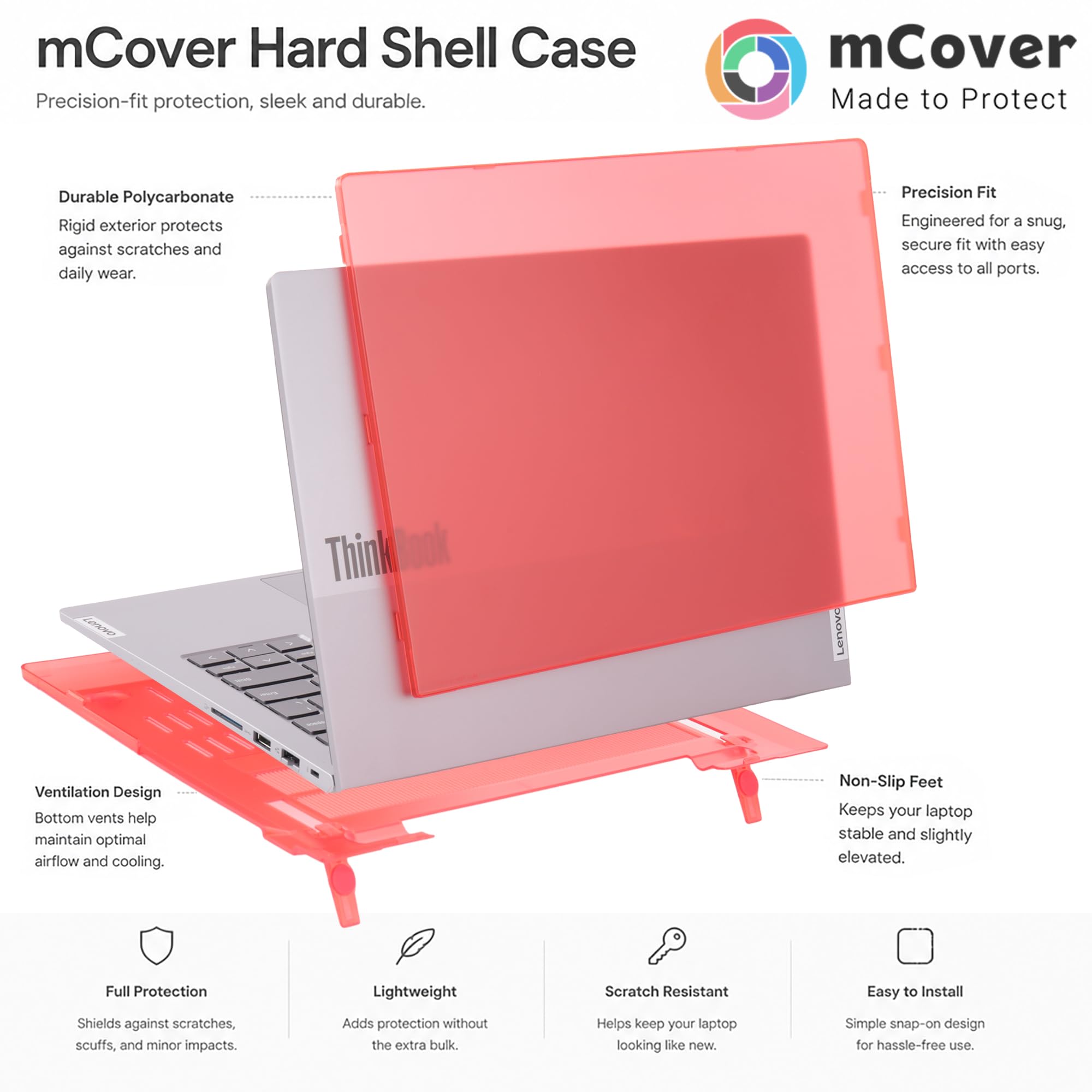 mCover Étui Uniquement Compatible avec Lenovo ThinkBook 14 G6/G7 Series Windows 2023~2025 14" (ne Fonctionne Pas avec d'autres modèles Lenovo) – Noir