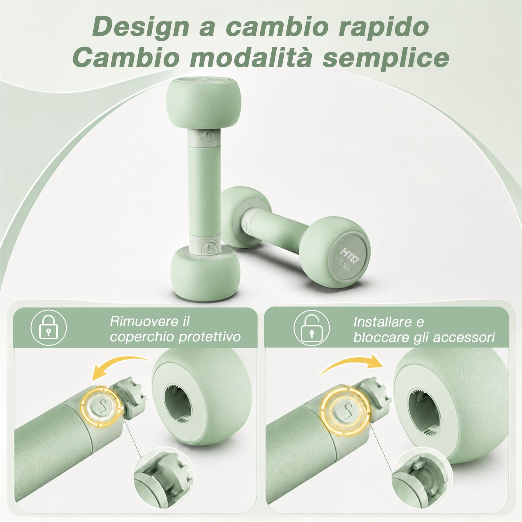 HTQ Set fitness per la casa da donna, manubri regolabili piatti, kettlebell, fascia di resistenza