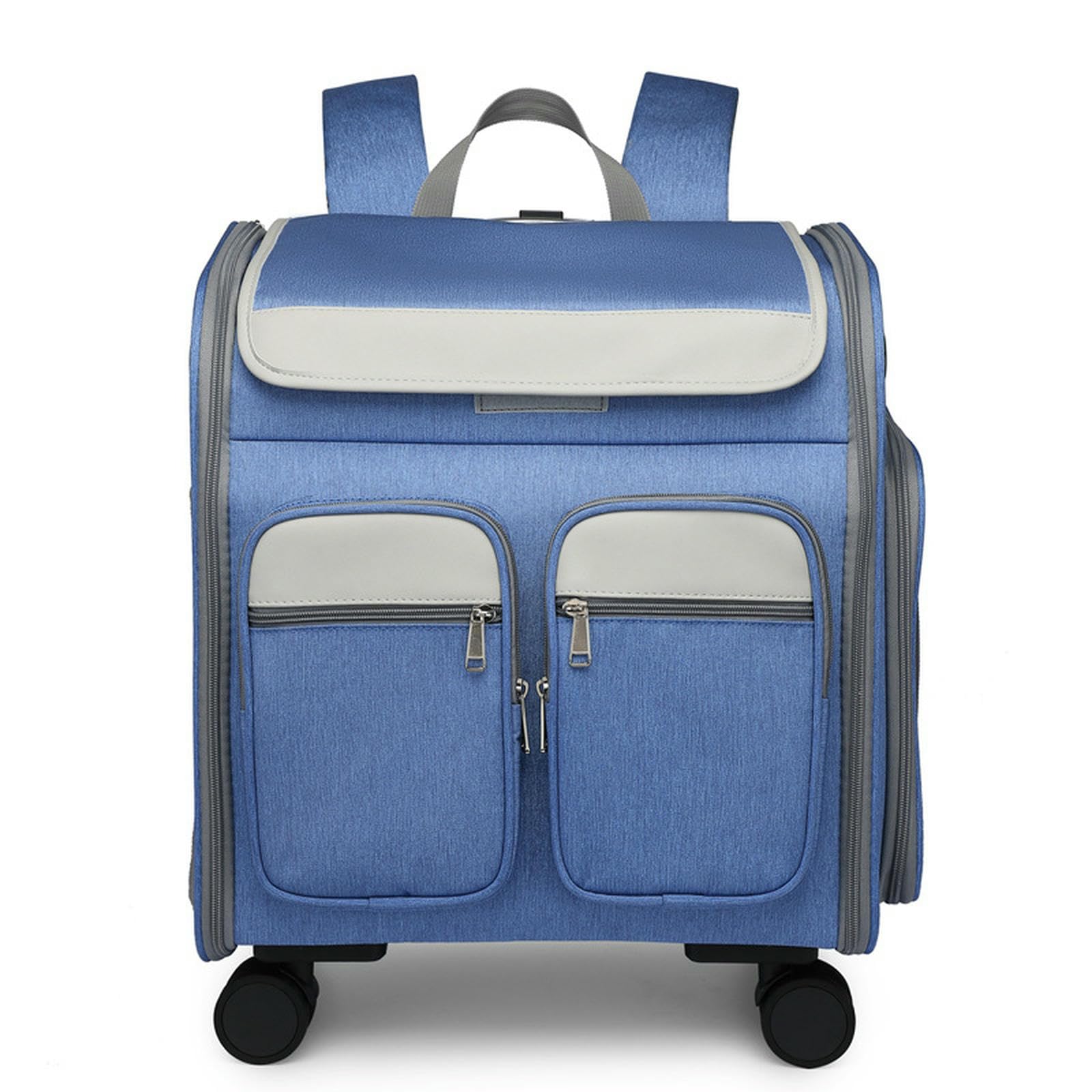 Sac transport chat à dos pliable extra grande taille bleu pour animaux