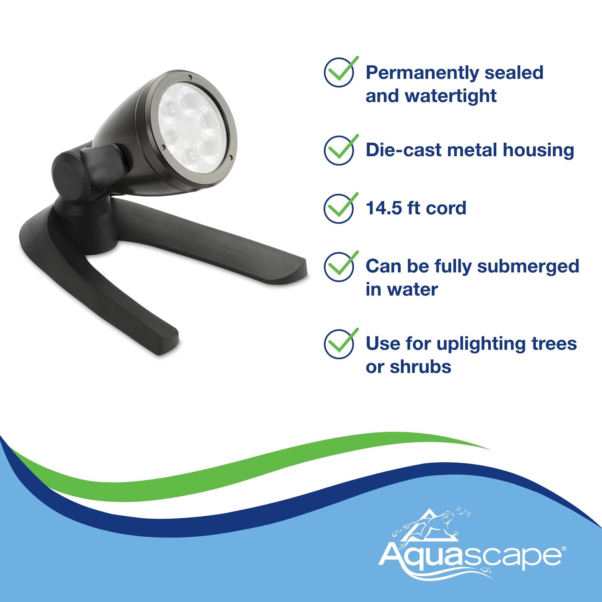 Aquascape 84034 Spot LED étanche Submersible pour Bassin, Jardin, Paysage, Noir 6 W