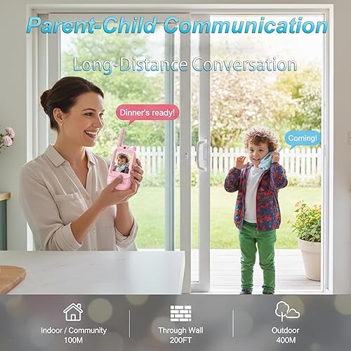 Miniatura 3 de Walkie Talkies de video para niños, paquete de 2, 4 efectos de voz, juguetes de radio de 2 vías de largo alcance, regalos de cumpleaños de Navidad