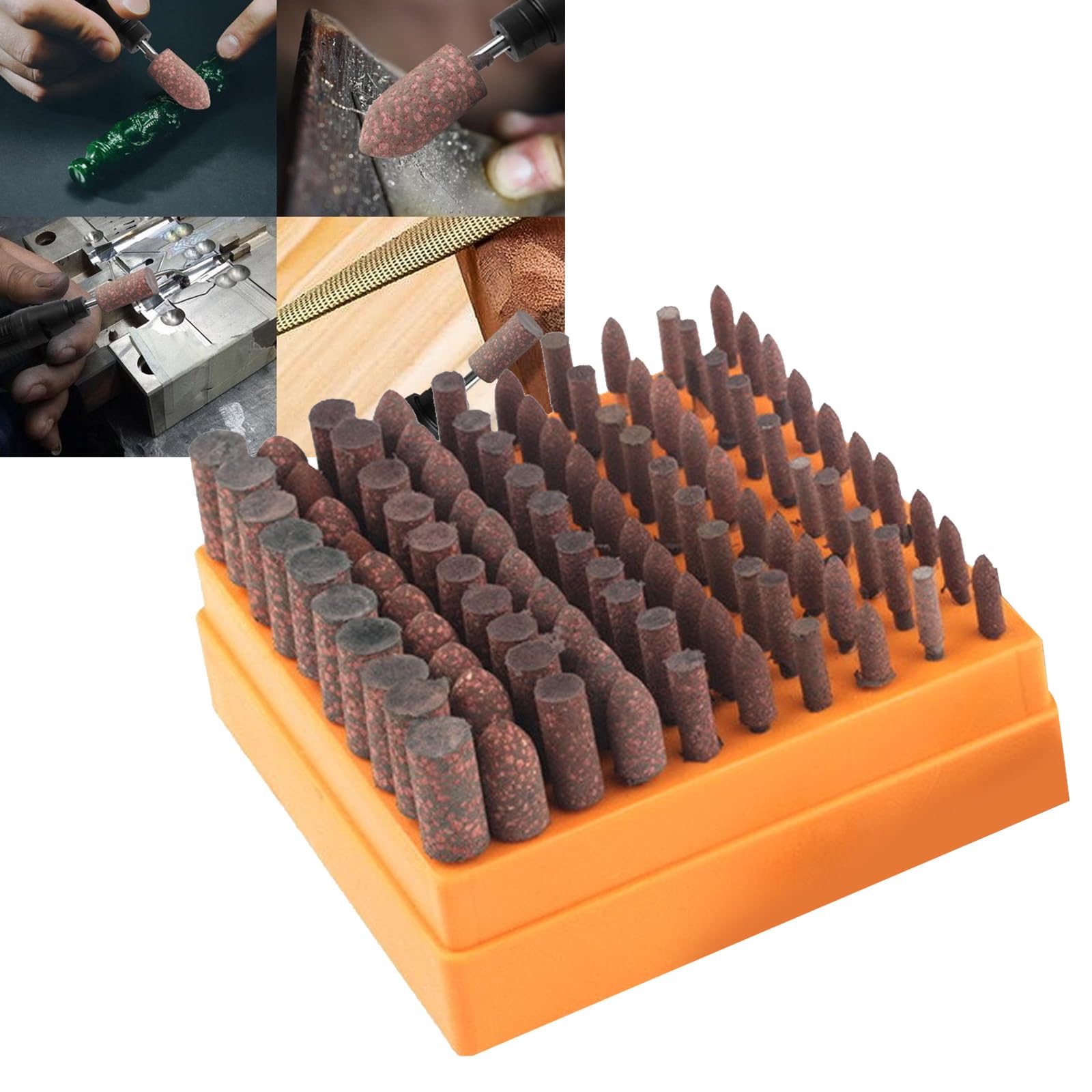 100Pcs Rubber Grinding Heads Pointed Grinding Head Buffing Sponge Grinding Head Rotary Tool Rubber Polishing Bit