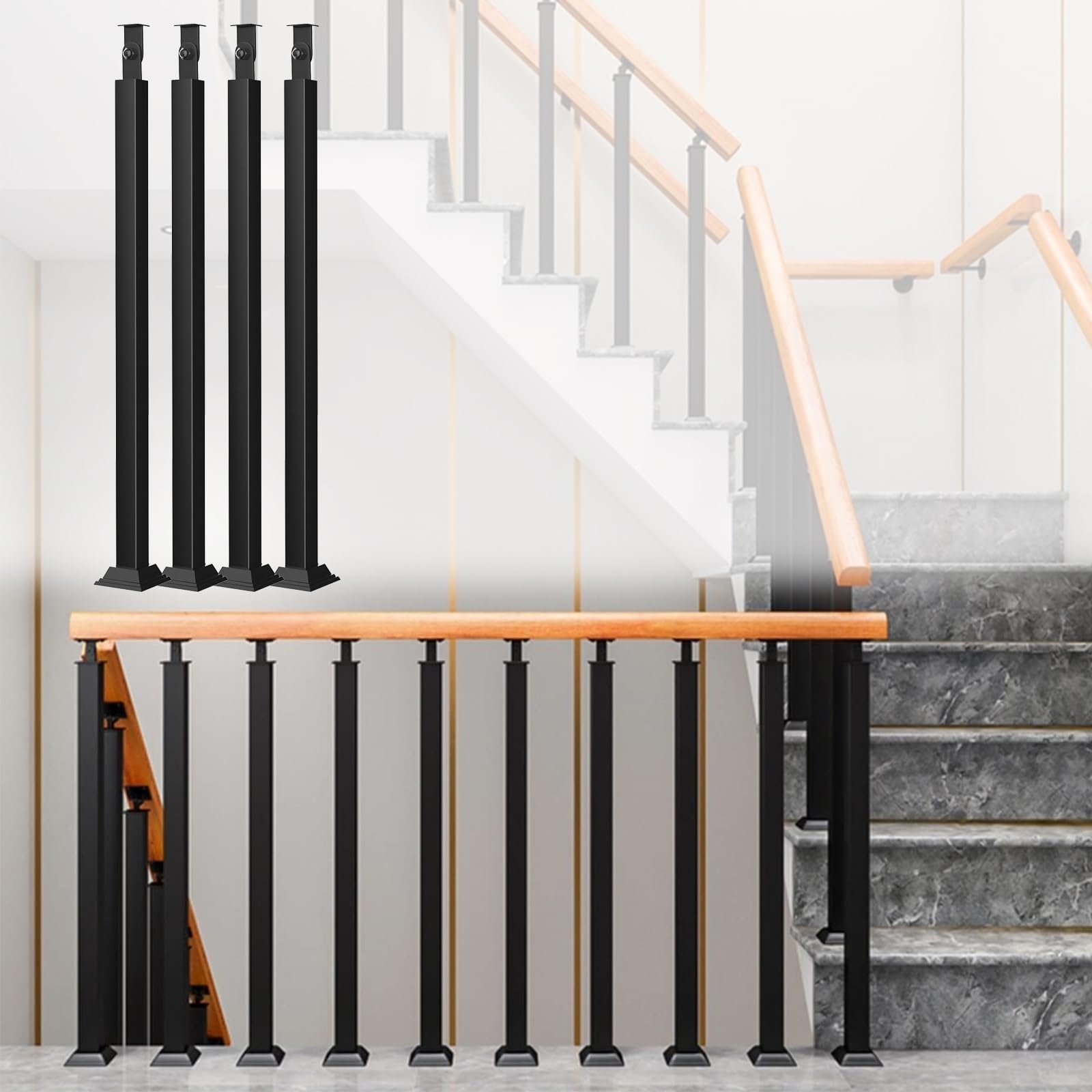 Fuseaux métalliques de 61 cm pour sécuriser le couloir et le porche avec élégance noire