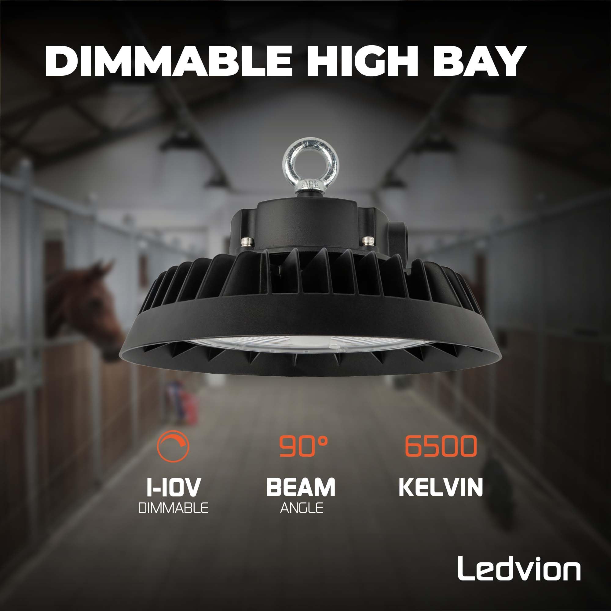 Ledvion - LED High Bay 150W ściemniana, Power Switch, 6500K, 185lm/W, IP65