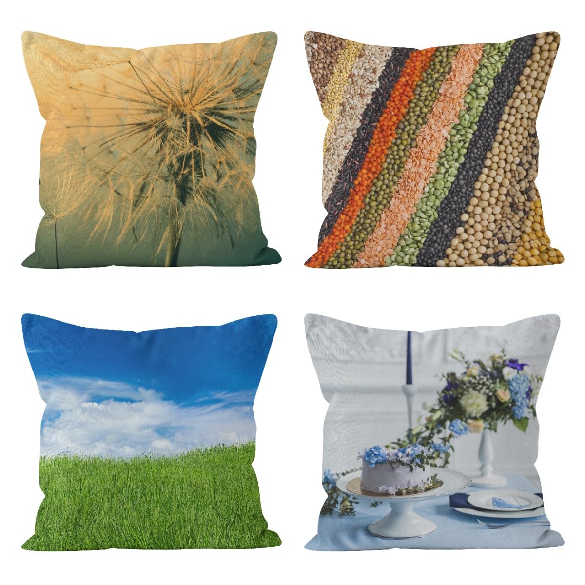 Housses de coussin 50x50 anti-usure en lin et soie lot de 4