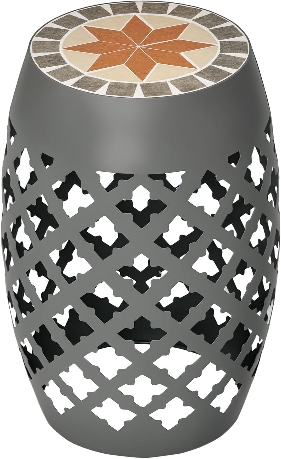 Drum Design Ceramic Outdoor Stool with Mosaic Top