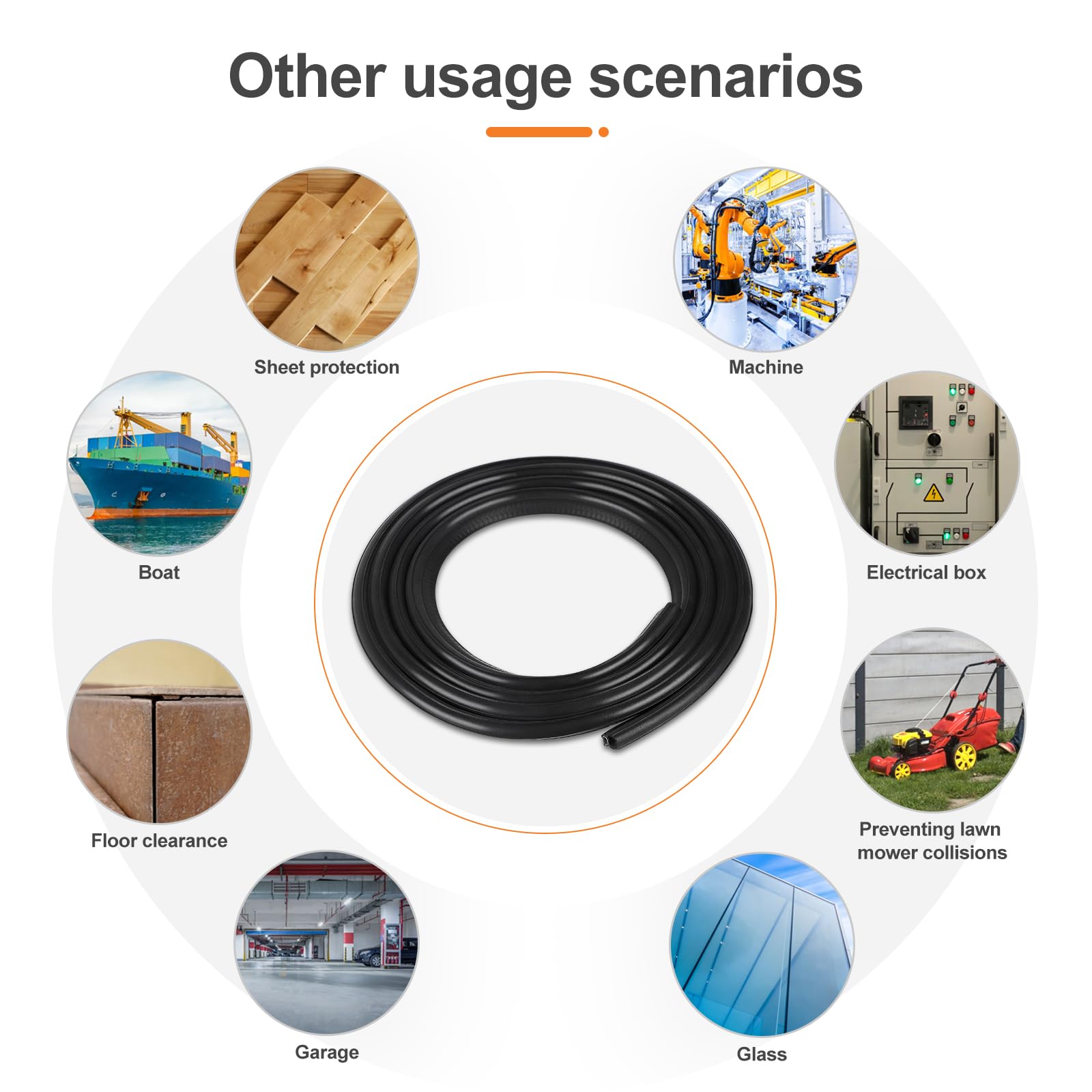 EFUTURETIME Guarnizione in Gomma per Porta Auto, 10m, Guarnizione Universale per Bagagliaio Auto in EPDM Senza Adesivo per Roulotte, Camion, Garage, Macchina, Nera, Superiore