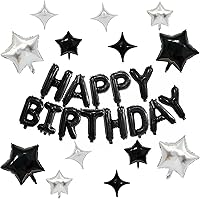 Vista 32 de KALOR Pancarta de Globos Dorados de Feliz Cumpleaños, Letras de Globos de Papel de Aluminio Mylar de 16 Pulgadas Letrero para Decoraciones de Fiesta