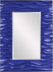 Howard Elliott Collection Zenith Hanging Rectangular Mirror for Wall, Modern Wave Design Resin Frame Accent Vanity Mirrors for Living Room, Entryway &amp; Bathroom or Any Room, 31 x 39 Inch,