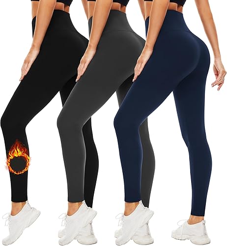 FULLSOFT Paquete de 3 leggings para mujer que no se transparentan a través del entrenamiento, cintura alta, control de abdomen, pantalones de yoga