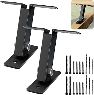 NUMAKY Heavy Duty Pergola Dacherhöhung Balkenhalterung für Pavillon-Dachpfosten – verstellbare 90° Unterstützung, wind- und schneefest, inklusive Schrauben & Bohrer, Schwarz, 2 Stück