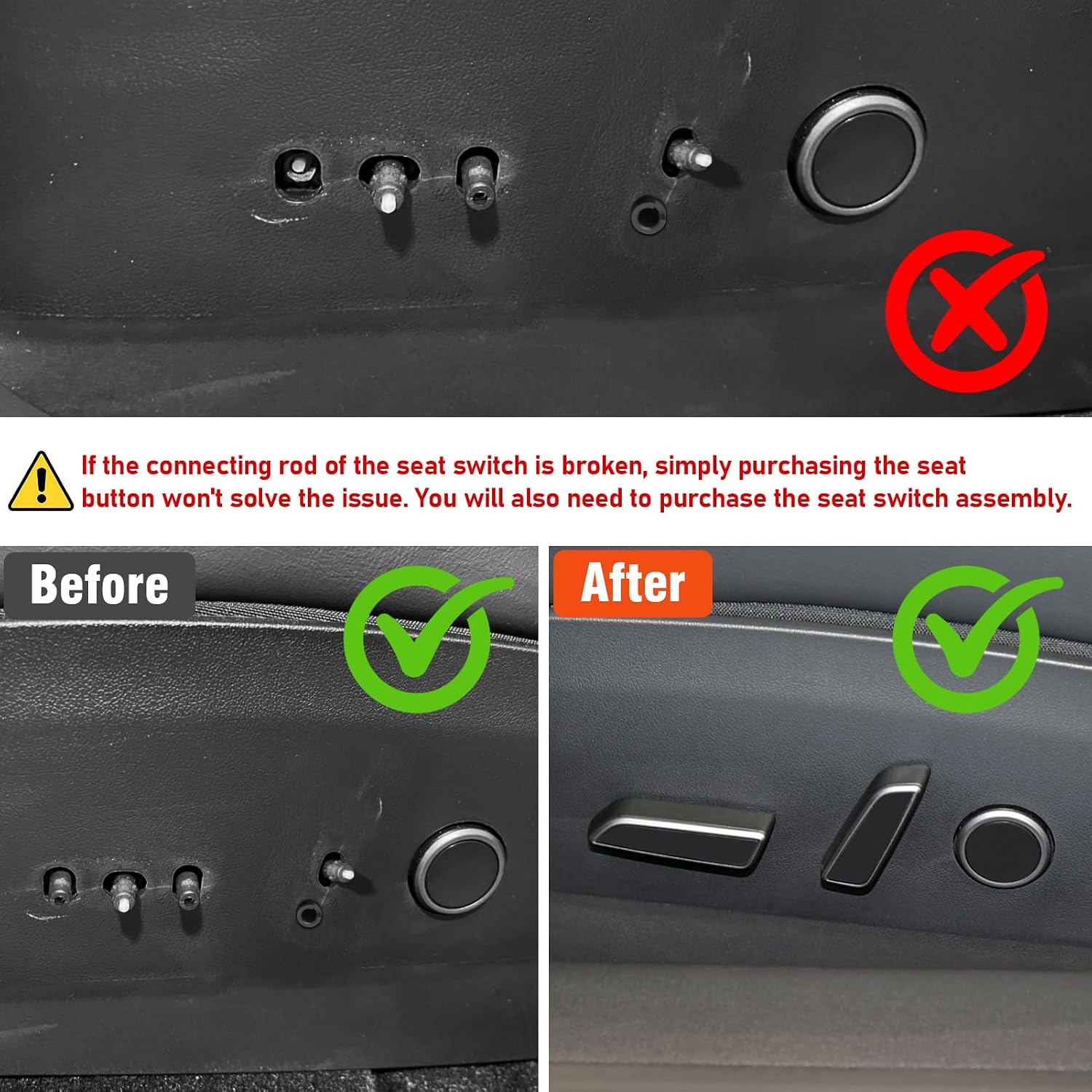 Yumzeco 2PCS Compatible with Tesla Model 3/Y Seat Adjustment Buttons 2021 2022 2023, Front Driver Side Seat Backrest & Forward Adjust Buttons Cover Replacement 1098841-01-E 1098840-01-D