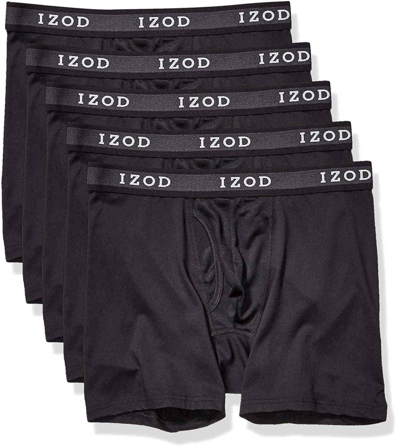IZOD Mens Boxer Briefs - 5 Pack Stretch Performance Mens Underwear Boxers with Functional Fly Pouch, 6" Inseam (Size: S-XXL)