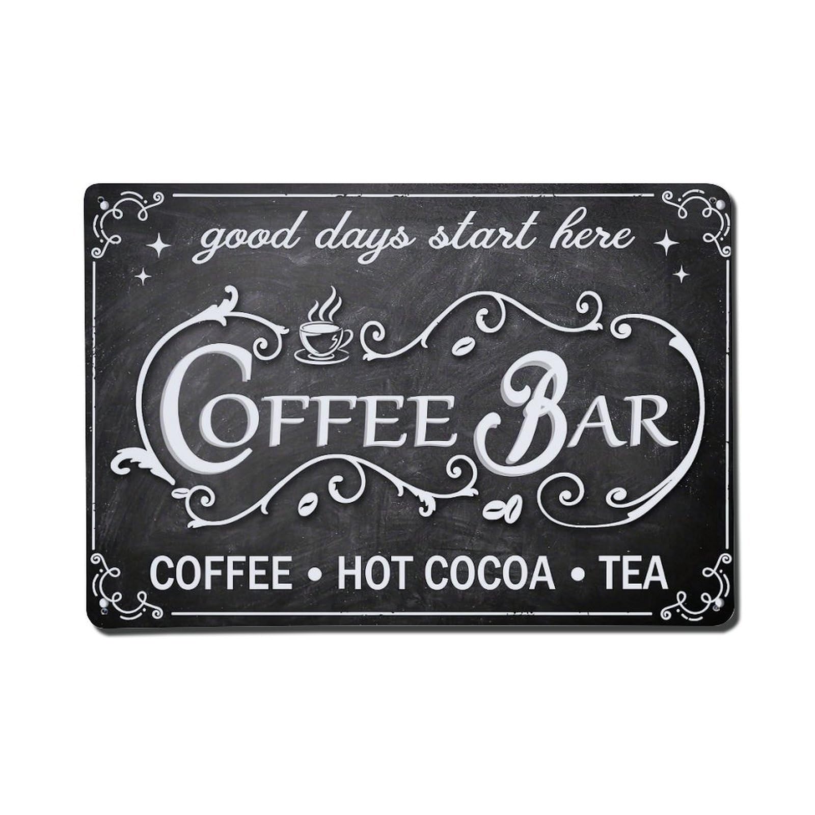 Chalkboard Coffee Bar Sign Design_2 Metal Tin Sign Plaque