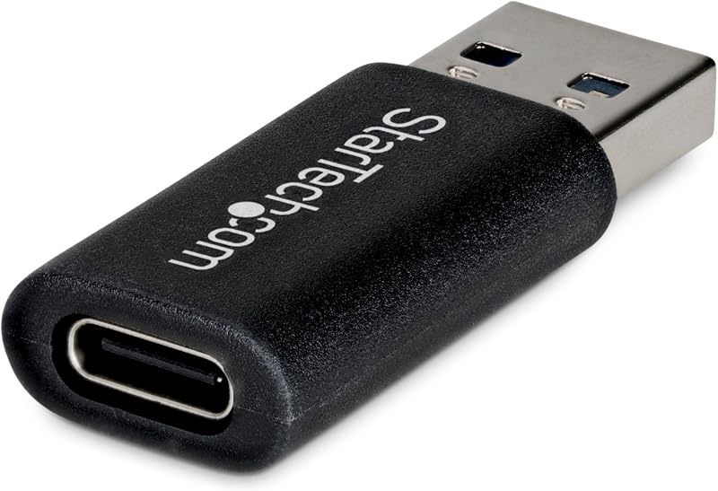 StarTech USB-A to USB-C Adapter, M/F, 10Gbps, 5V900mA (U32-AMCF-USBADAPTER) | Convert your USB-A Host to USB-C, 10Gbps, 5V 900mA, Plug-and-Play, No Drivers, PVC Housing
