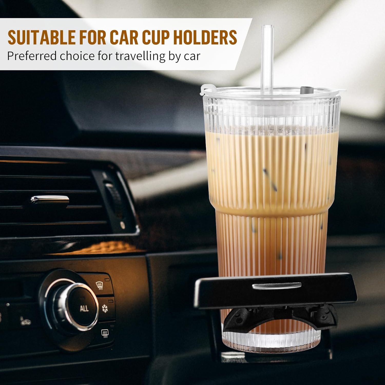 20 Oz Glass Cups with Lid and Straw 2 Set, Glass Tumbler with Straw and Lid, Vintage Glassware for Whiskey Cocktail Beer, Iced Coffee Cups with Lid (2 PACK) - Image 6