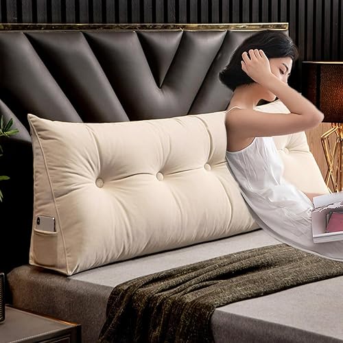 Miniatura 7 de Almohada triangular de cuña para cabecero, cojín de tamaño Queen, almohada de lectura para reposo prolongado, respaldo para sofá cama, litera,
