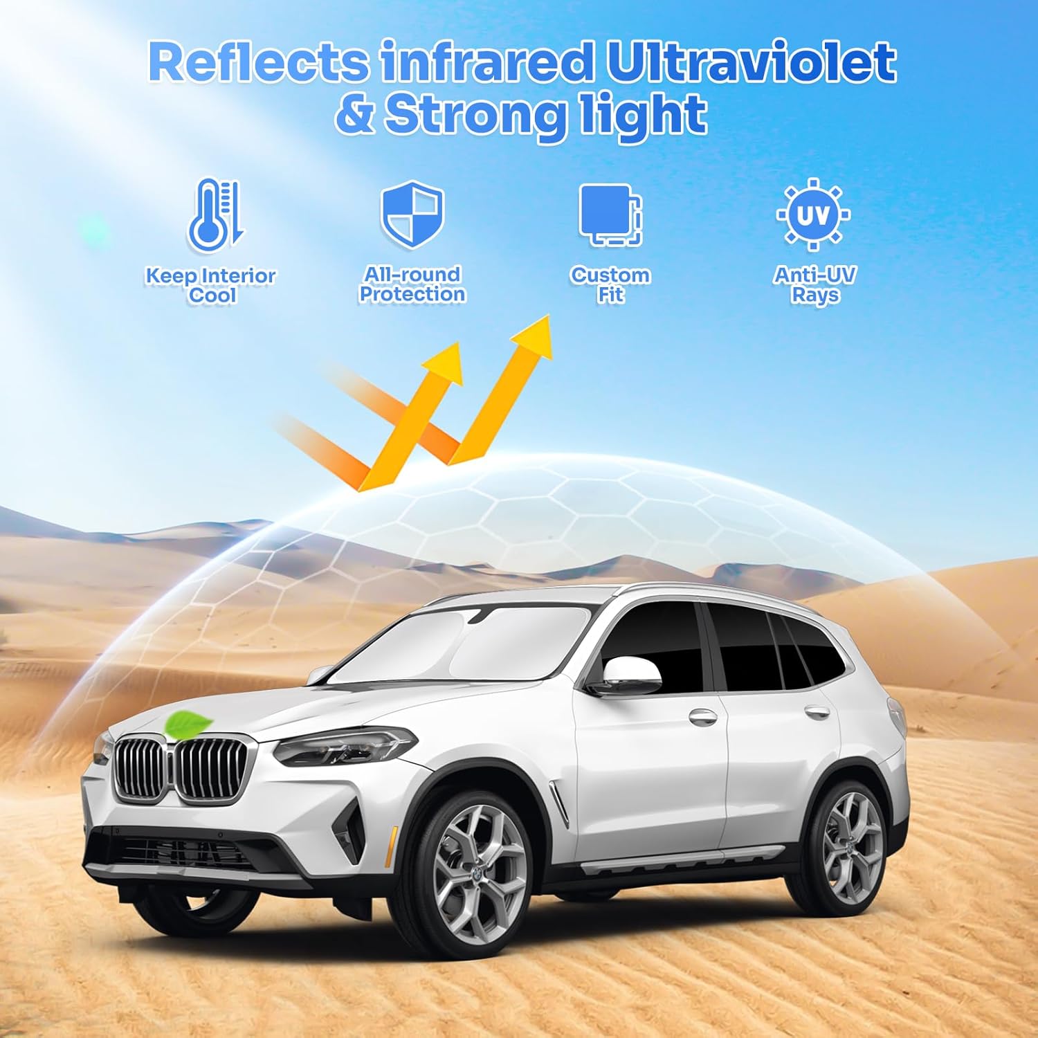 Canvcle Sunshades for 2018-2024 BMW X3 Accessories Windshield Sun Shade Side Rear Window Shade Cover Sun Visor Shield Privacy Protection for Camping Keep Vehicle Cool Black 10PCS