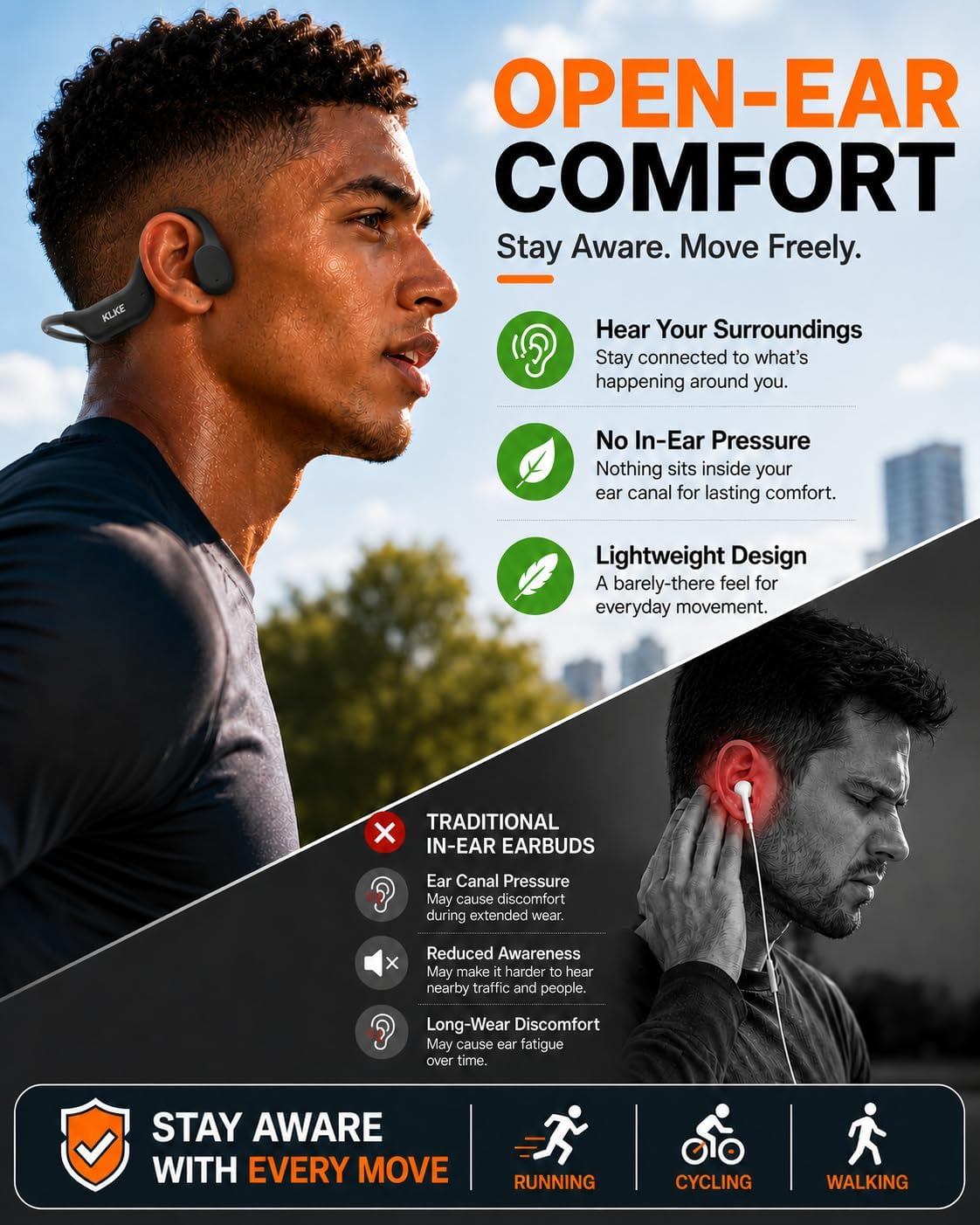 Open-Ear Bone Conduction Headphones Bluetooth Running Sports Headset image 5