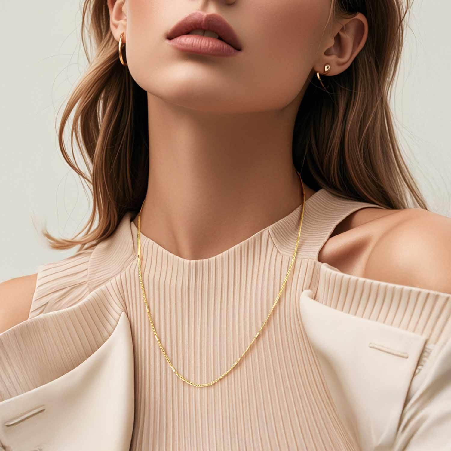 14K Gold Chain for Women 1.6mm Golden Cuban Link Chain for Mens Gold Necklace Waterproof Golden Necklace Subtle Elegance with a Twist Dainty Necklaces for Women 16,18,20,22,24in - Image 3