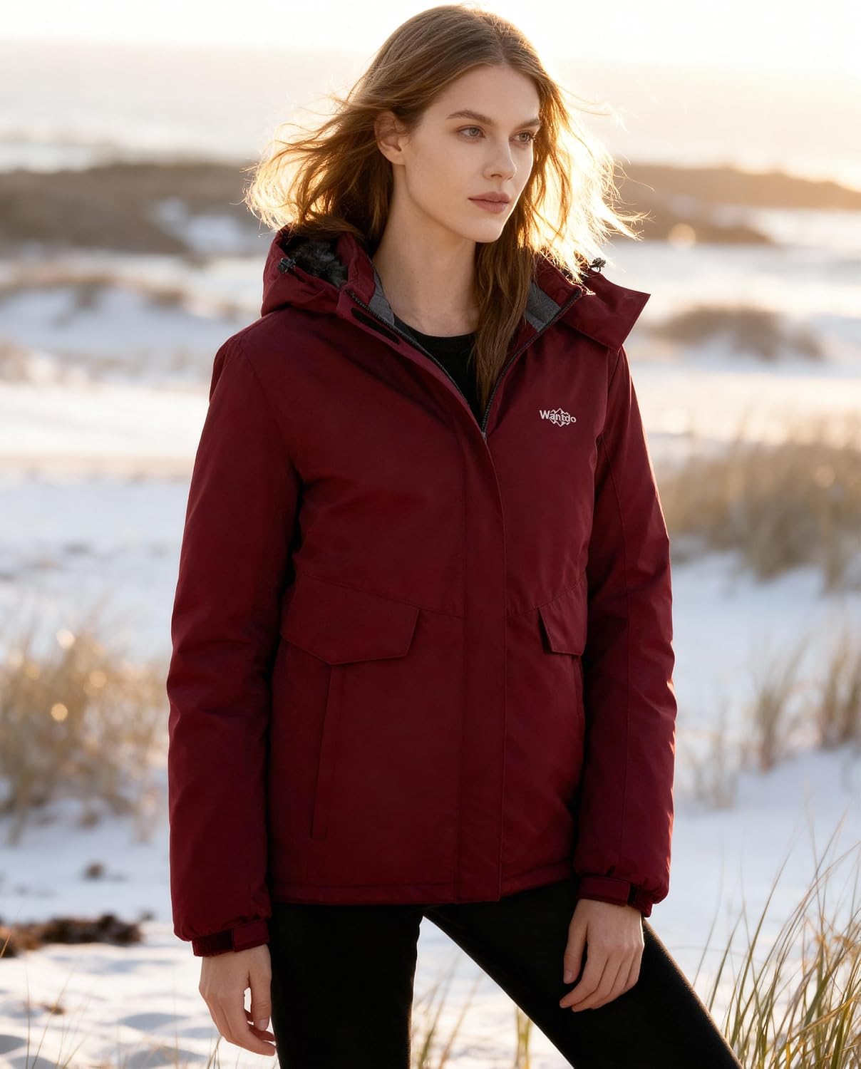 Wantdo Women's Waterproof Ski Jacket Warm Winter Coat Windproof Snow Coats Warm Fleece Raincoat - Image 9