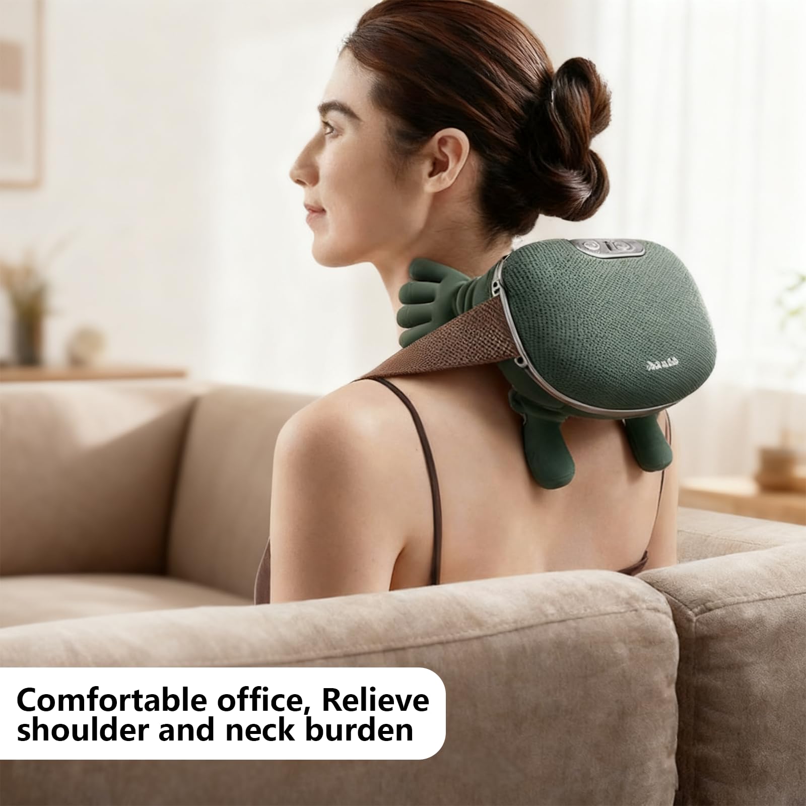 Masajeador de cuello 4D inalámbrico, cuello y cervical, masajeador de manos 4D, 3 grados de masaje y 2 niveles de temperatura, masajeador de cuello con calor, regalos para familiares y amigos (básico)