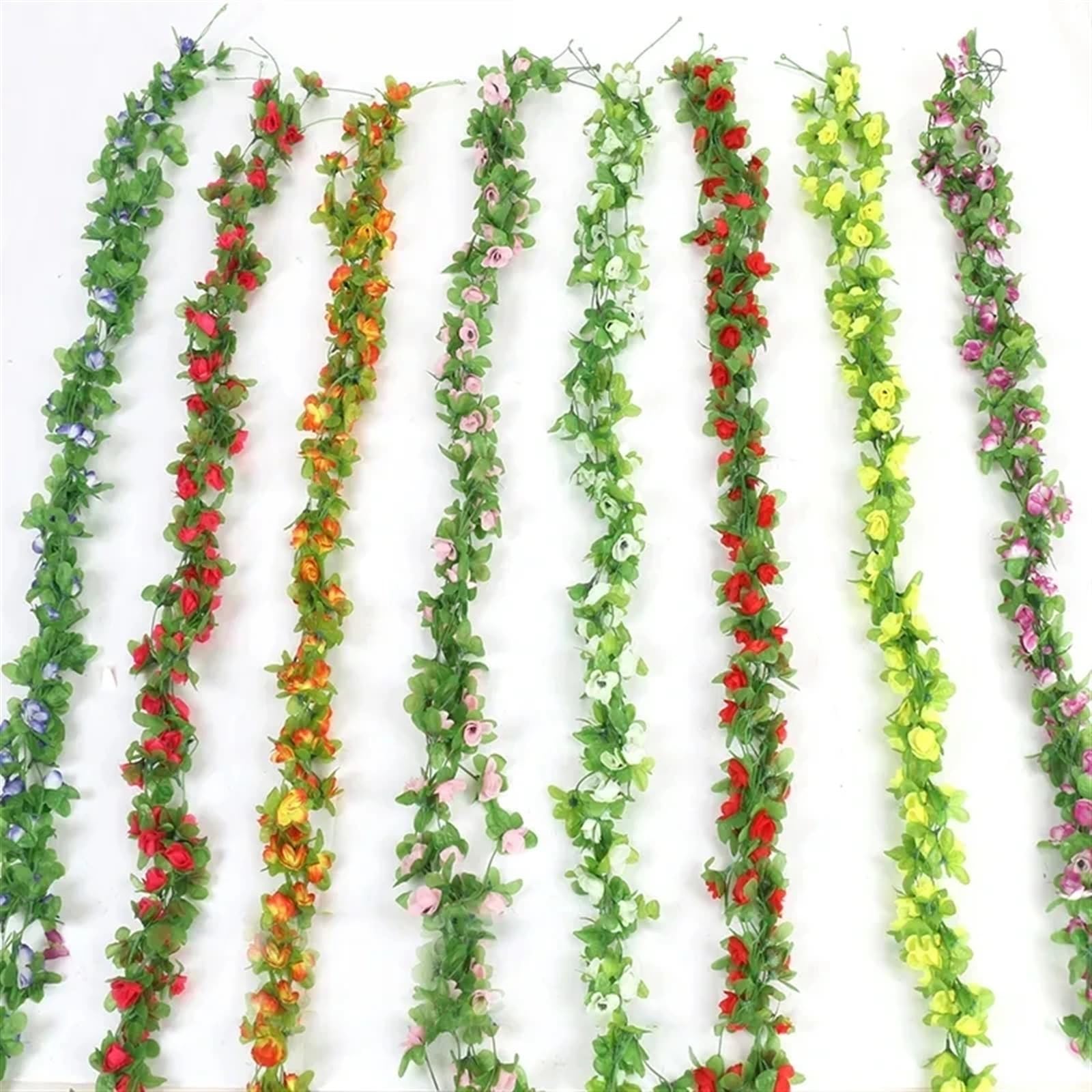 girlanda kwiatowa, 230 cm Zielona girlanda do domu, ślubu, ogrodu, gałązki, dekoracja ścienna(Orange)