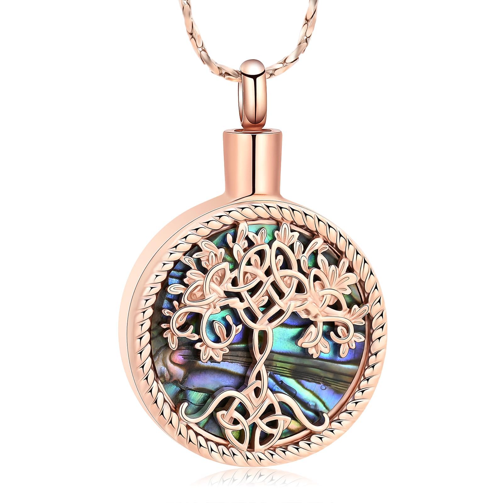 Imrsanl Tree of Life Urn Necklaces for Ashes for Women Men Tree of Life with Celtic knot Cremation Jewelry for Ashes Memory Jewelry for Human Pet