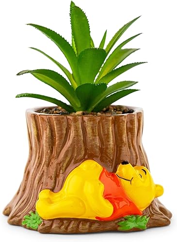 Toynk Disney Winnie The Pooh Tree Stump - Maceta de 5 pulgadas con suculentas artificiales