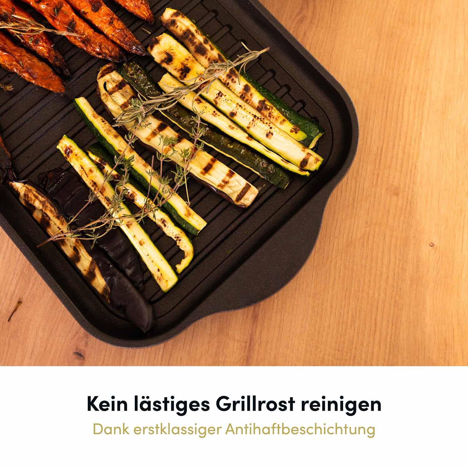 Hoffmann Aluguss Grillplatte Induktion 37x23 cm Innenmaß I Beschichtete Bratplatte Induktionskochfeld I Gasgrill Grillaufsatz Grill I Herd Plancha antihaft I Induktionsfähige Grillpfanne Steakpfanne