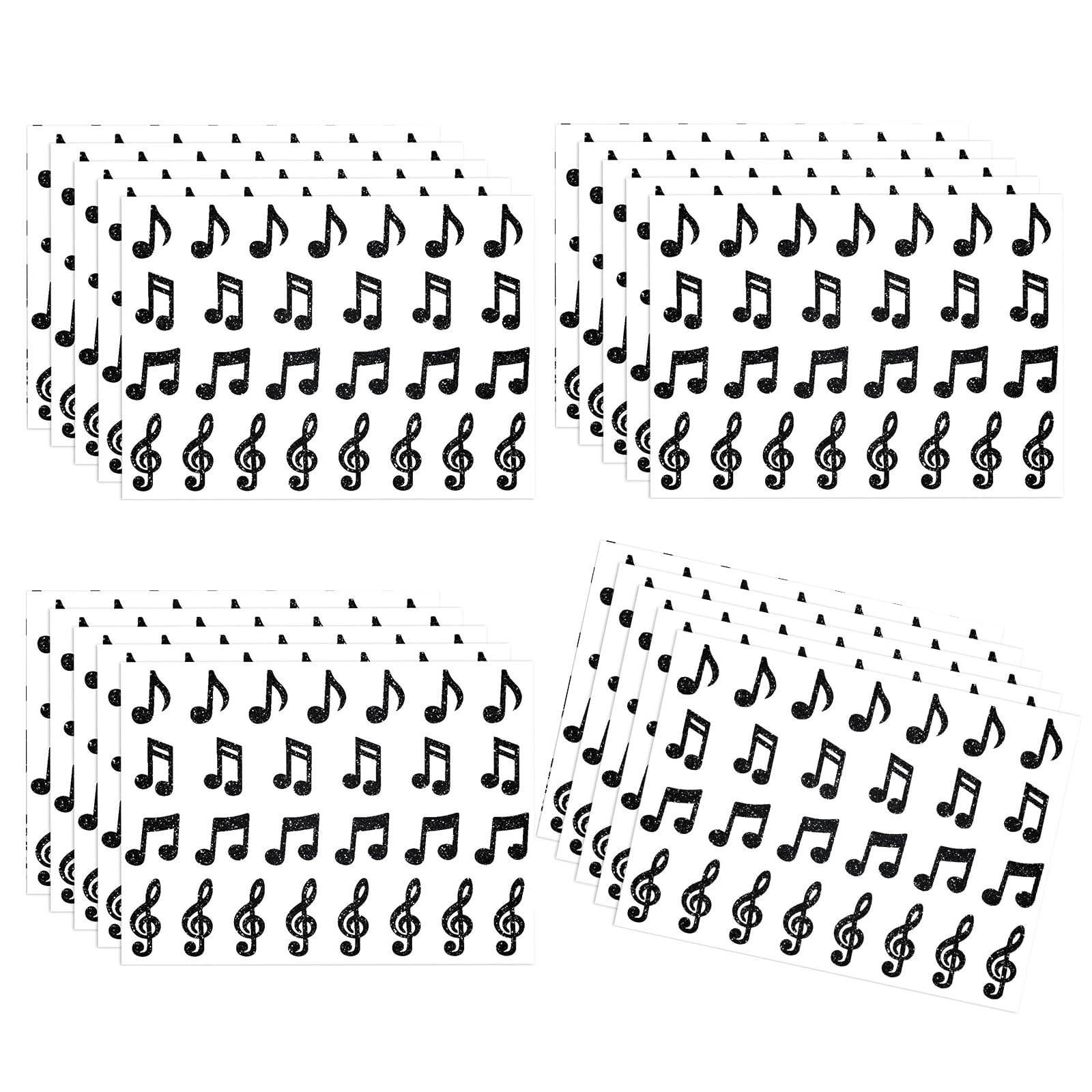 20 Sheets Glittering Music Note Sticker Fun Classroom Reward Adhesive Label for Teachers and Students Educational Supplies Music Note Sticker