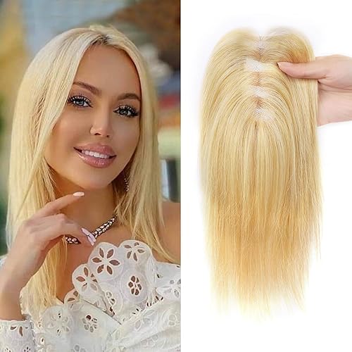 Toppers de cabello humano rubio para mujer, cabello humano real con clip, pelucas de cabello humano de 10 pulgadas, pelucas para cabello