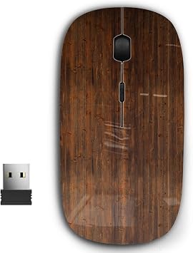 2.4G Ergonomic Portable USB Wireless Mouse for PC, Laptop, Computer, Notebook with Nano Receiver Wooden
