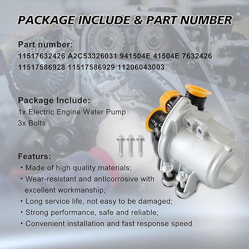 Miniatura 2 de AW6023 Bomba de agua profesional para 2009-2010 EdgeEdge LimitedEdge Sport, Flex, Fusion Sport, Taurus, para MKS Base, MKS EcoBoost, MKX Base, MKZ