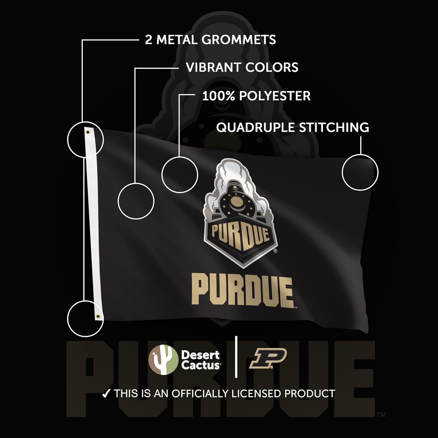 Desert Cactus Purdue University 100% Polyester Indoor Outdoor 3x5 feet Banner Boilermakers (Flag 1A) - Image 4
