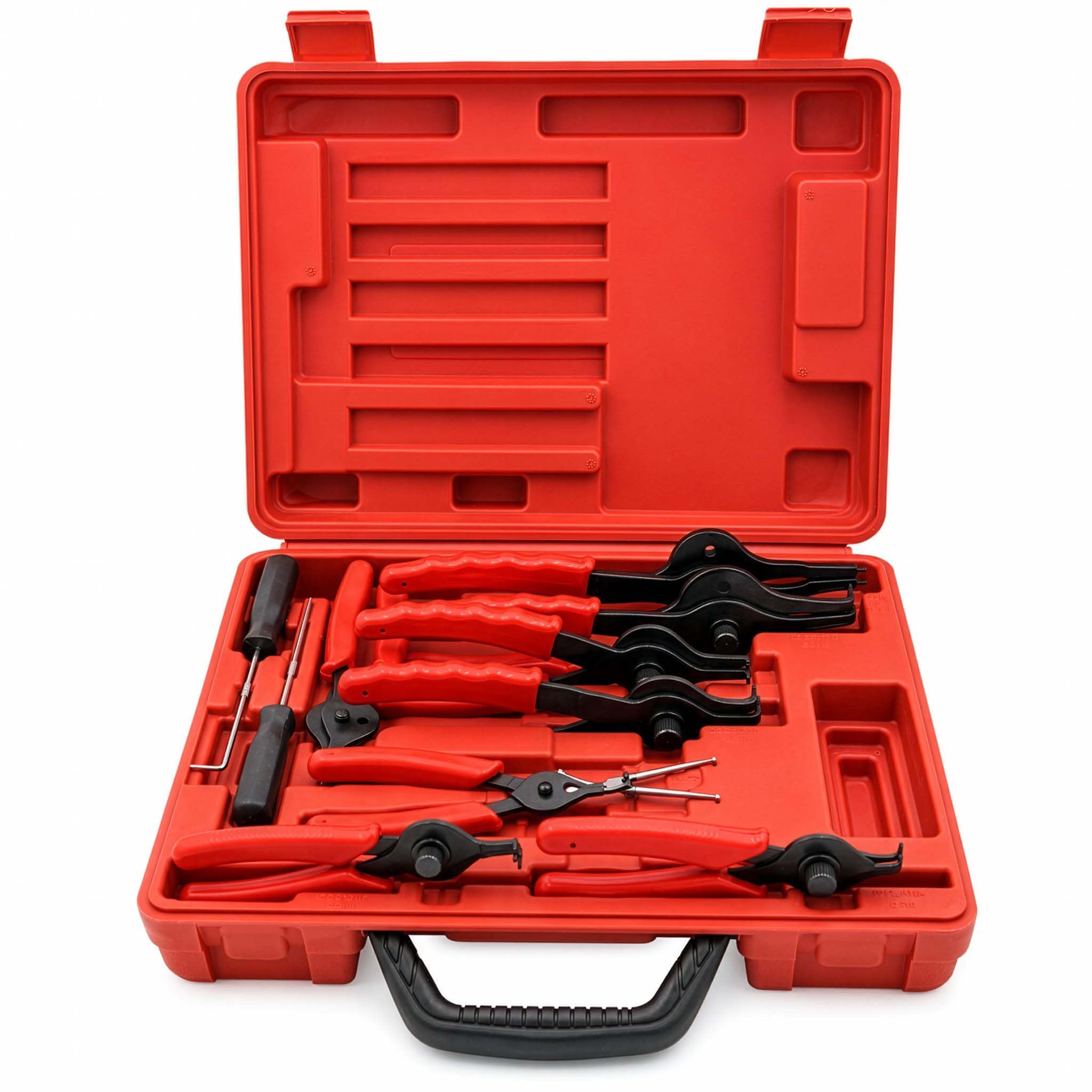 Wiltec Sprengring Zange 11 teilig, 12,7-203 mm, Seegeringzange für Außenringe und Innenringe, Sicherungszangen Set im Koffer