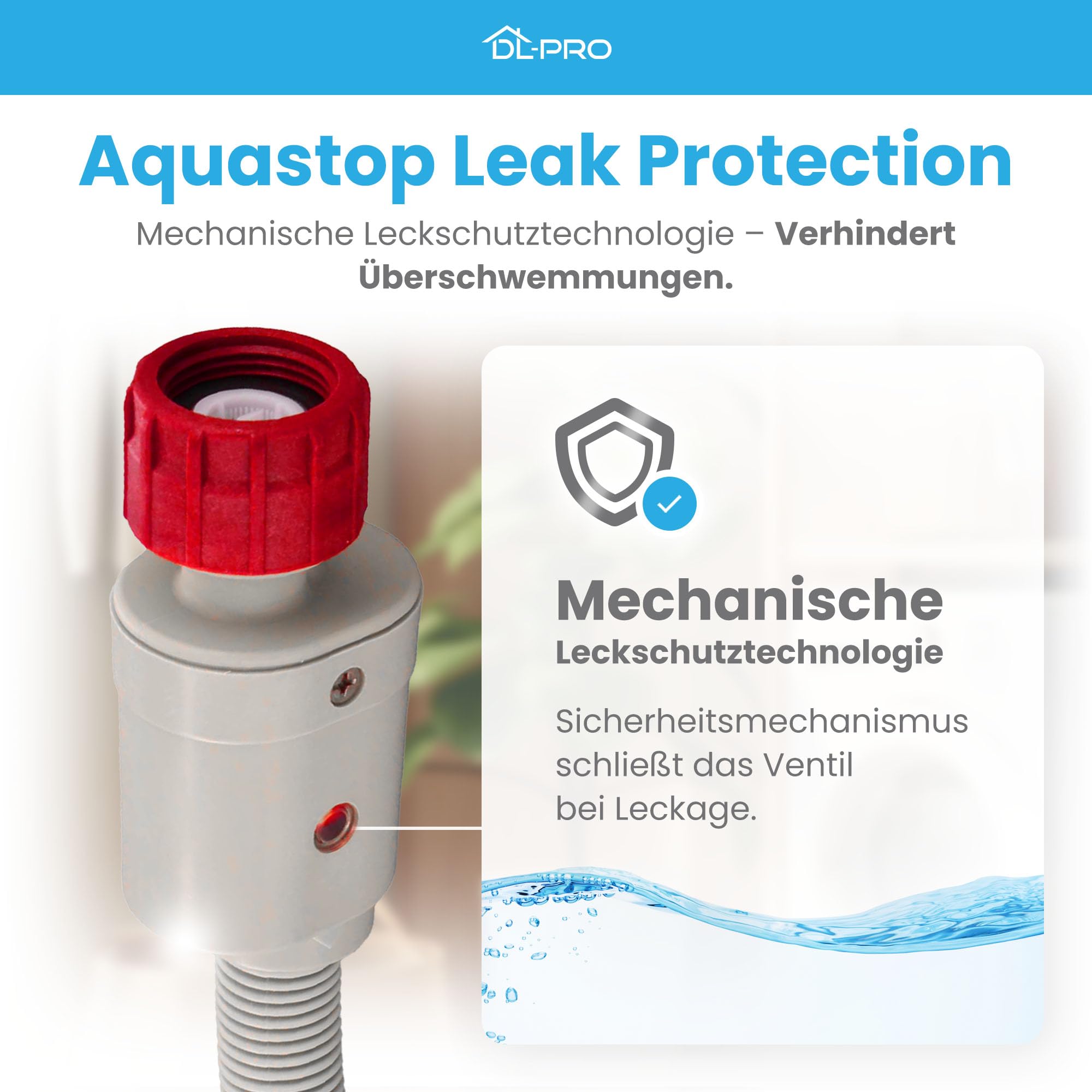 Tubo Aquastop Per Lavatrice 1,5m - Con Valvola Di Sicurezza, Filettatura 3/4", Max 90°C - Foto 4