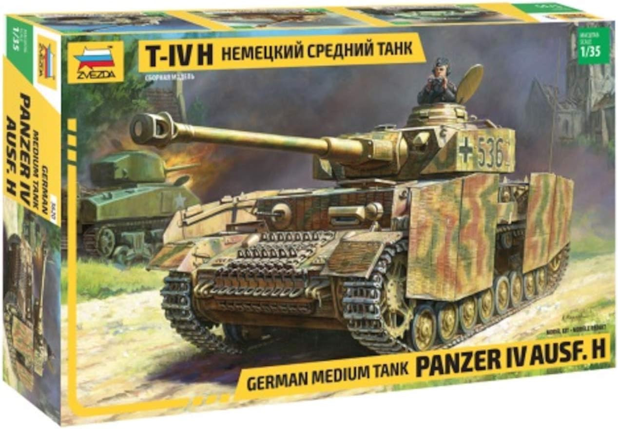 ZvezdaPlastic Model Kit - German Medium Tank Panzer IV Ausf.H - Scale 1/35 Lenght 7.9" / 20 cm 545 Parts #3620