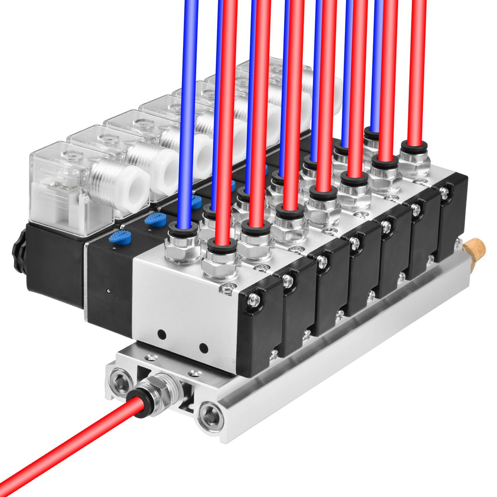 Heschen Elettrovalvola pneumatica a 7 solenoide 4V210-08 DC 24V PT1/4 5 vie, distributore a 2 posizioni, montaggio rapido