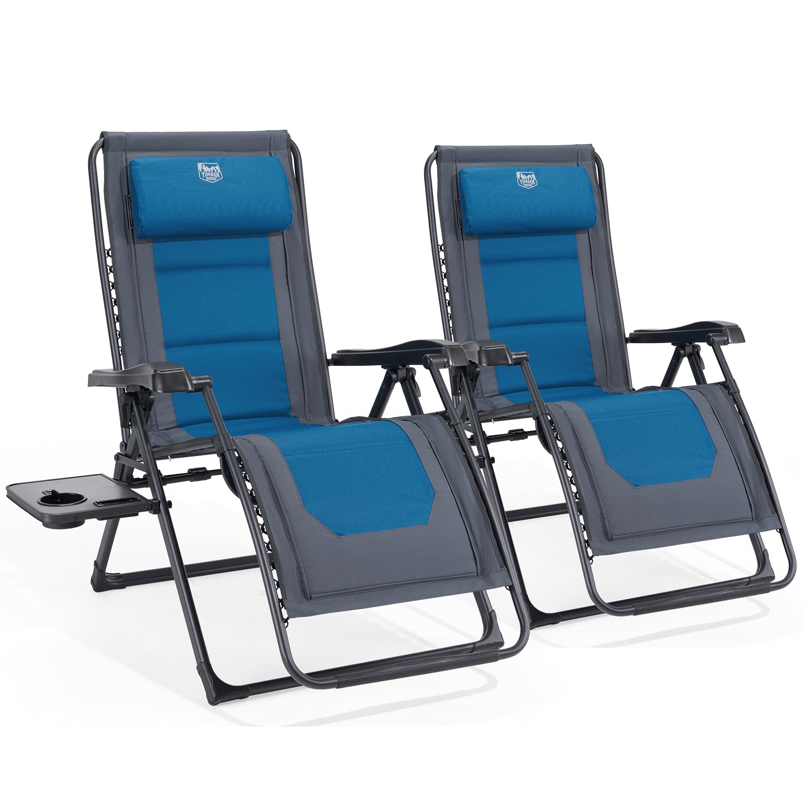 View 1 of [ONLY ONE CHAIR] TIMBER RIDGE Oversized Recliner Zero Gravity Chair, Blue (2 Pack)