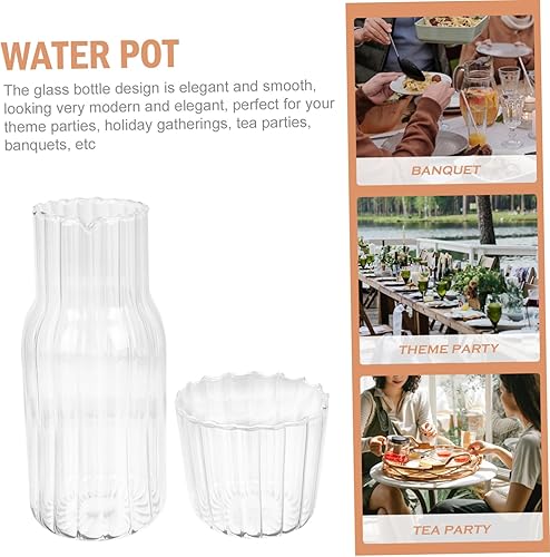 Miniatura 5 de Cabilock Jarra de agua de noche, jarra y taza de vidrio de agua, vaso de té helado, jarra de té transparente, recipiente de almacenamiento de agua