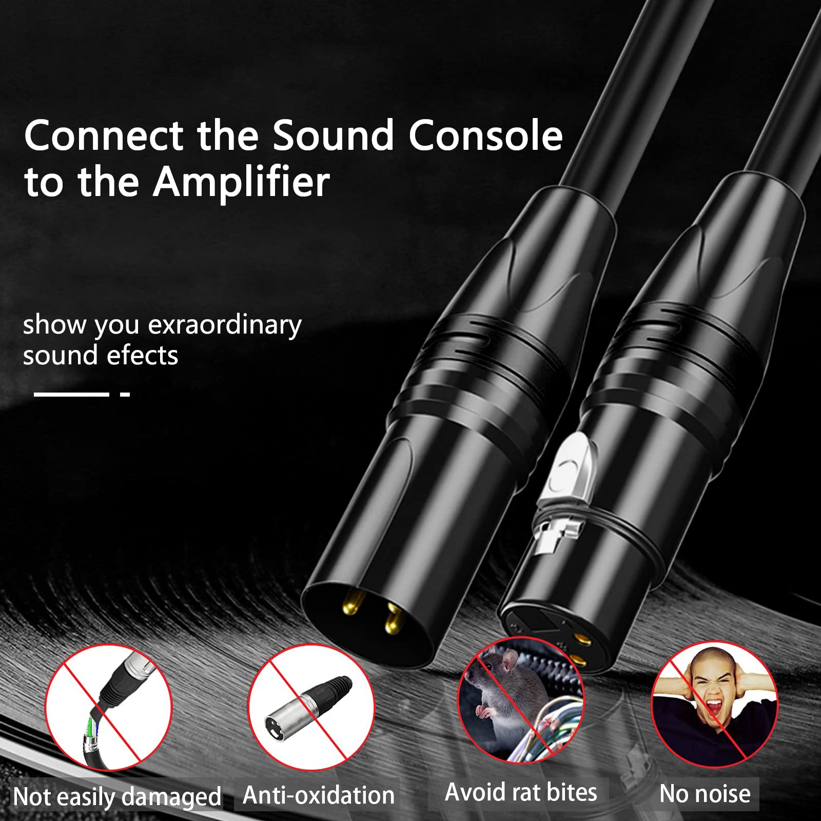 Cavi XLR da 4,6 m, confezione da 4 cavi professionali per microfono XLR, da maschio a femmina, placcati oro, 3 pin, cavi bilanciati per microfono, multicolore