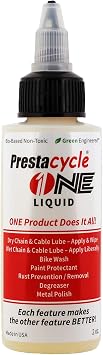 Prestacycle One Liquid, Bike Chain Lubricant and Cleaner, All-in-One Bicycle Lube, Degreaser, Paint Protectant, Metal Polish & Rust Remover, Without Alcohol or Petroleum