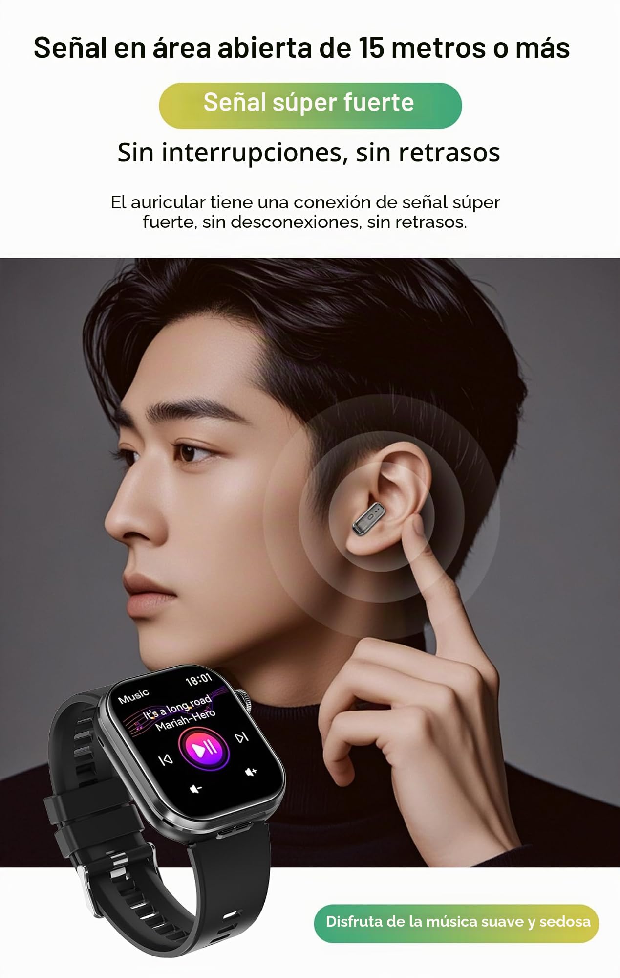 AIEK Reloj inteligente, auriculares Bluetooth integrados, monitor de frecuencia cardíaca/sueño/presión arterial, pantalla táctil grande de 2.02 pulgadas, reloj deportivo para iOS y Android, reloj