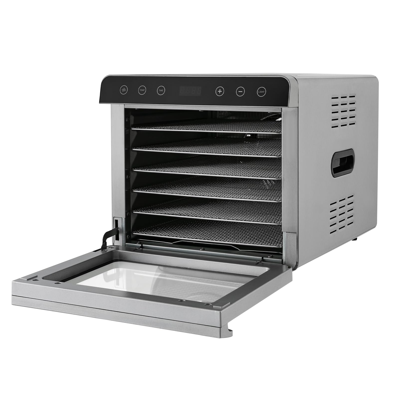 Suszarka ze stali nierdzewnej z timerem i 6 tacami LED, 700 W, 35-85°C, suszarka do owoców, do warzyw, mięsa, kwiatów