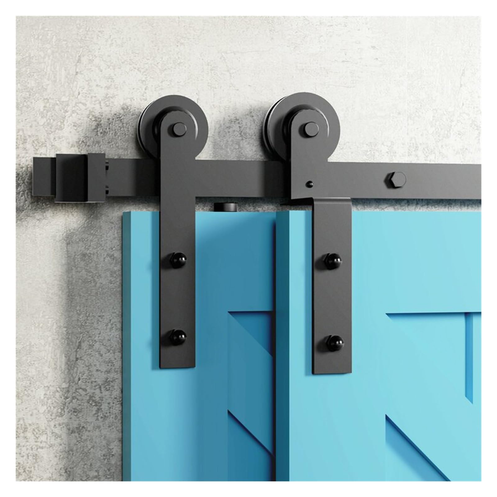 I-Shaped 4-9.6FT Bypass Sliding Barn Door Hardware, Track Bent Hanger System,Smooth Gliding