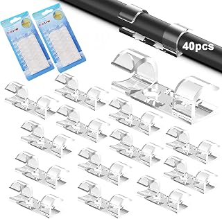 40PCS Transparent Cable Clips, Self Adhesive Cable Wire Holder, Durable Sticky Wire Clips, Cord Management Mount Round, Strong Organiser Clips for Home, Office, Computer